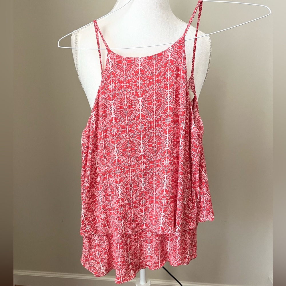 Emmelee Coral & White Patterned Tank- XS